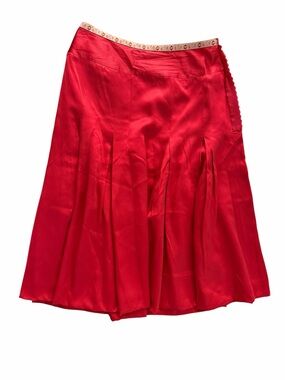 Oilily Red Silk Pleated A-Line Bubble Skirt Size Euro 34 / 2
